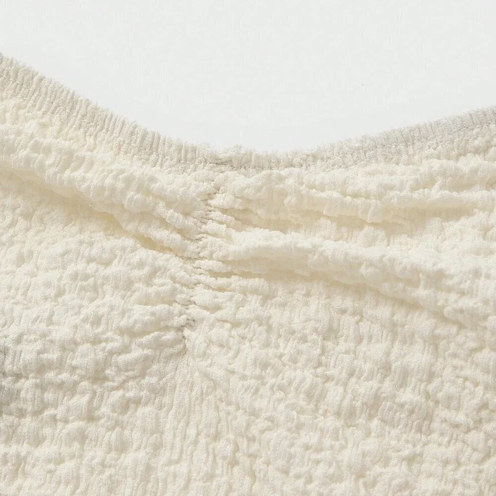 Cream Party Women's Beach Vacation Elegant Waist Cinched Fitted Camisole Dress - Picture 7 of 7